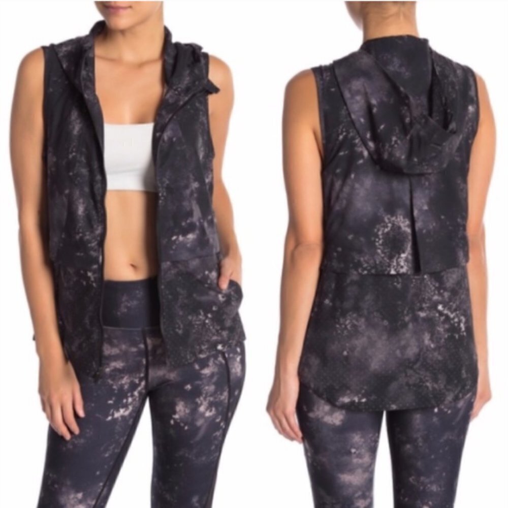 Nanette Lepore Black and Gray Hooded Vest